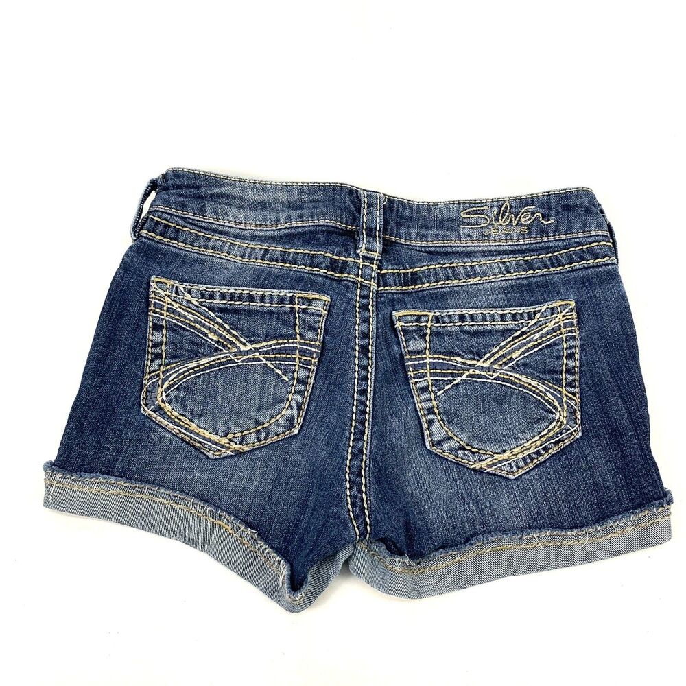 Silver Jeans Distressed Twisted Short W24 (actual 26") Medium Wash Mid Rise